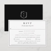 Botanisch Wapen Monogram Trouw RSVP Kaart (Voorkant / Achterkant)
