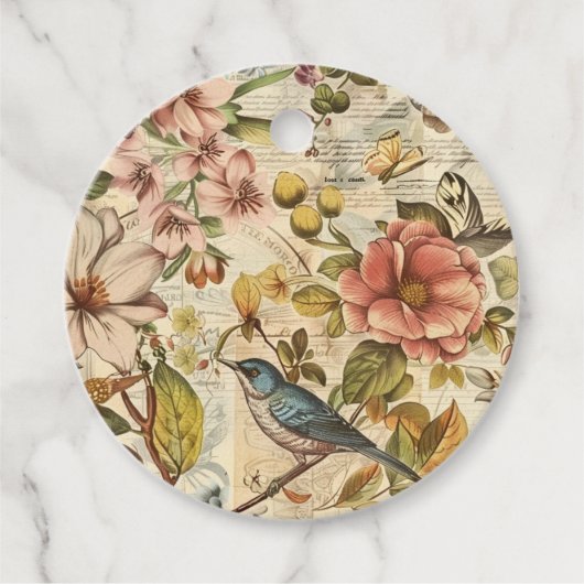 Botanisch whimsy collage plakboek papier bedankjes labels (Voorkant)