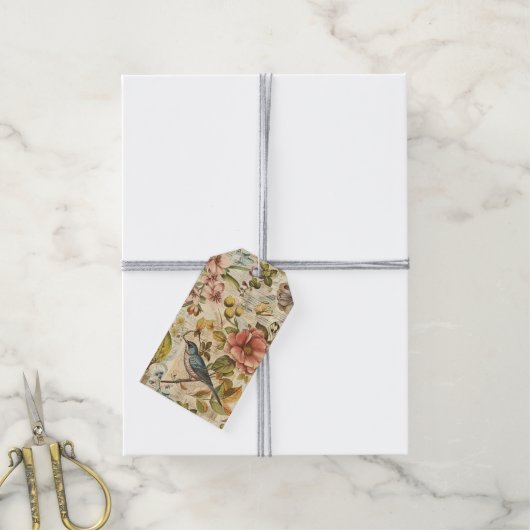 Botanisch whimsy collage plakboek papier cadeaulabel (Met Touw)