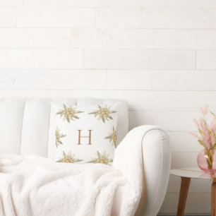 Botanisch Winter Wit Initiaal Edelweiss Kussen