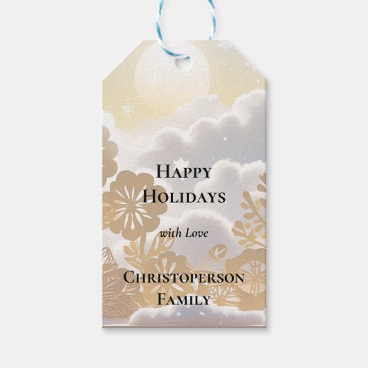 Botanisch Winter Wonderland Cadeaubijslage Cadeaulabel (Voorkant)