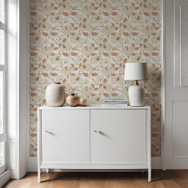 Botanisch wit beige lelie bloempatroon behang