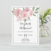 Botanisch wit roze groen bloementhema Huwelijk Kaart (Staand voorkant)