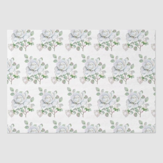 Botanisch wit rozenpapier tissuepapier (Voorkant)