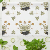 Botanisch Woodlandpatroon voor egel Theedoek (Gevouwen)