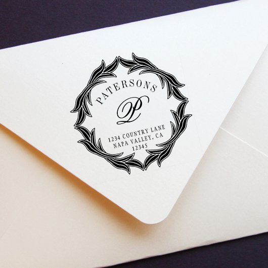 Botanisch Wreater Monogram Retouradres Zelfinktende Stempel