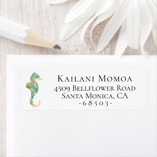 Botanisch zeepaardje retouradres etiket (Insitu)