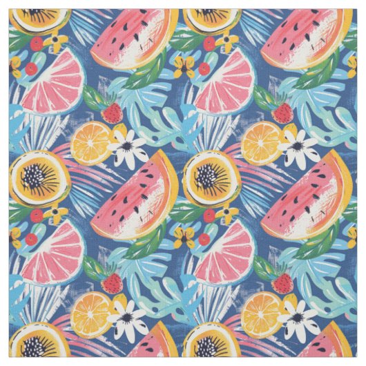 Botanisch zomerpatroon stof (Swatch)