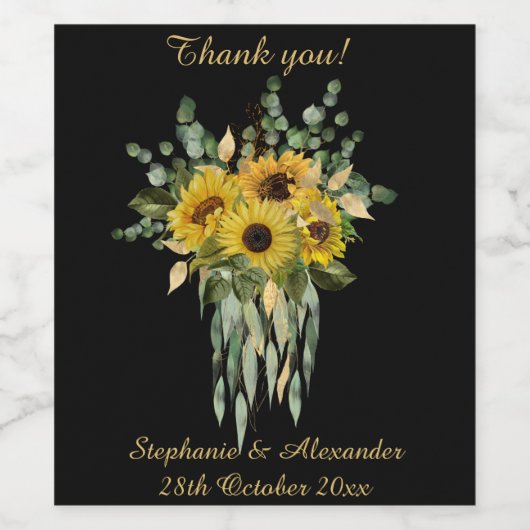 BOTANISCH ZONLOWER ZWARTE  WIJNETIKET WIJN ETIKET (Enkel label)