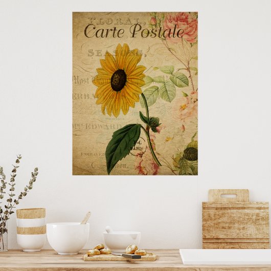  Botanisch Zonnebloem Briefkaart Poster (Keuken)