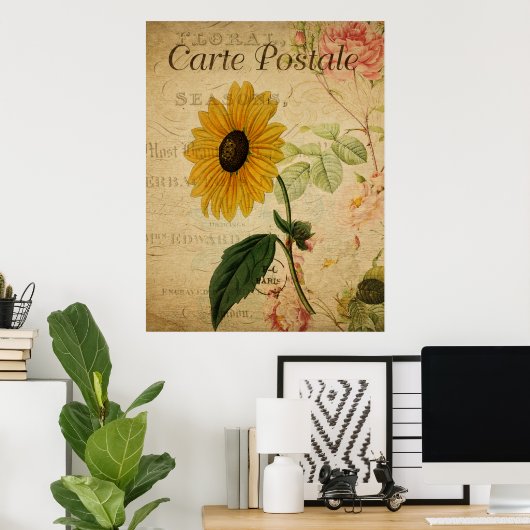  Botanisch Zonnebloem Briefkaart Poster (Thuiskantoor)