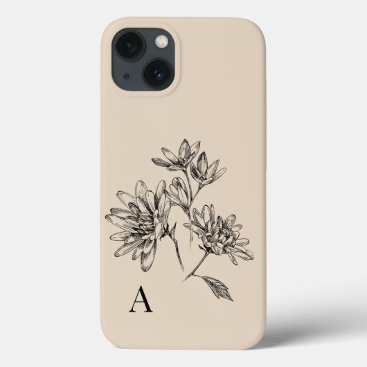  Botanisch Zwart Tan Monogram Case-Mate iPhone Case (Achterkant)