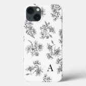 Botanisch Zwart Wit Monogram Case-Mate iPhone Case (Achterkant)