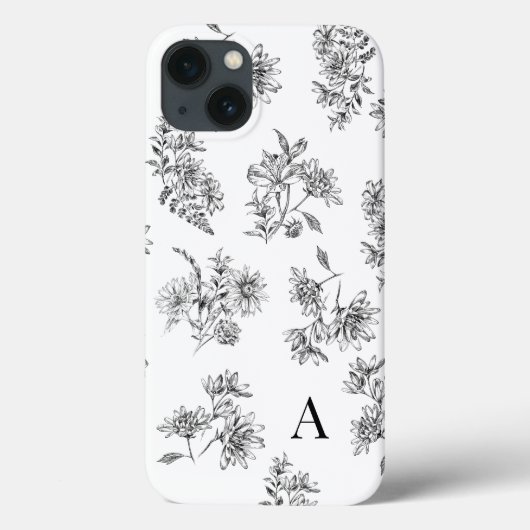  Botanisch Zwart Wit Monogram Case-Mate iPhone Case (Achterkant)