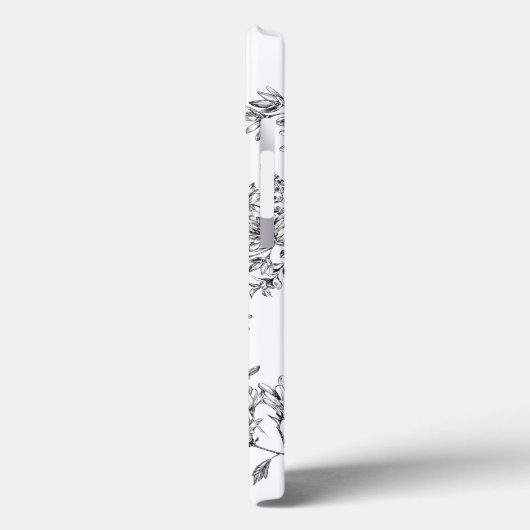 Botanisch Zwart Wit Monogram Case-Mate iPhone Case (Achterkant / Links)