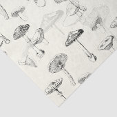 Botanisch  Zwart Wit Paddenstoelenpatroon Tissuepapier (Detail)