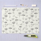 Botanisch  Zwart Wit Paddenstoelenpatroon Tissuepapier (Craft)