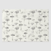Botanisch Zwart Wit Paddenstoelenpatroon Tissuepapier (Voorkant)