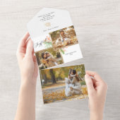 Botanische 2-foto's met joyful Script met Gold-Lij All In One Uitnodiging (Afscheurbaar)