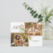 Botanische 2-foto's met joyful Script met Gold-Lij Feestdagenkaart (Staand voorkant)