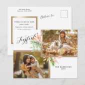 Botanische 2-foto's met joyful Script met Gold-Lij Feestdagenkaart (Voorkant / Achterkant)