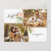 Botanische 2-foto's met joyful Script met Gold-Lij Feestdagenkaart (Voorkant)