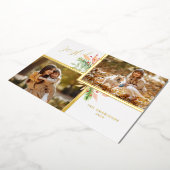 Botanische 2-foto's met joyful Script met Gold-Lij Folie Feestdagenkaart (Gedraaid)