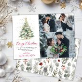 Botanische 3 Multi Foto Kerstboom Feestdagenkaart