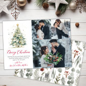 Botanische 3 Multi Foto Kerstboom Feestdagenkaart