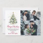 Botanische 3 Multi Foto Kerstboom Feestdagenkaart (Voorkant)