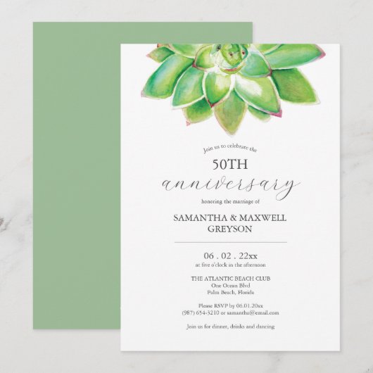 Botanische 50e bruiloft Jubileum uitnodigingen (Voorkant / Achterkant)