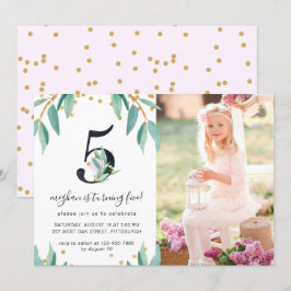 Botanische 5e Verjaardag Party Foto Kaart