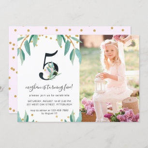  Botanische 5e Verjaardag Party Foto Kaart