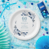 Botanische 60ste diamanten bruiloft Jubileum Papieren Bordje (Feest)