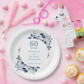Botanische 60ste diamanten bruiloft Jubileum Papieren Bordje (Feest)