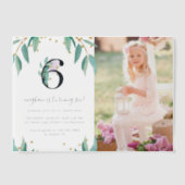  Botanische 6e Verjaardagsfeest Foto Vellum Uitnodigingen (Voorkant)