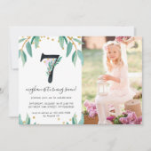  Botanische 7e Verjaardag Party Foto Kaart (Voorkant)