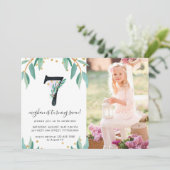  Botanische 7e Verjaardag Party Foto Kaart (Staand voorkant)