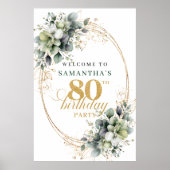 Botanische 80e Eucalyptus Gouden Welkomstbord Poster (Voorkant)