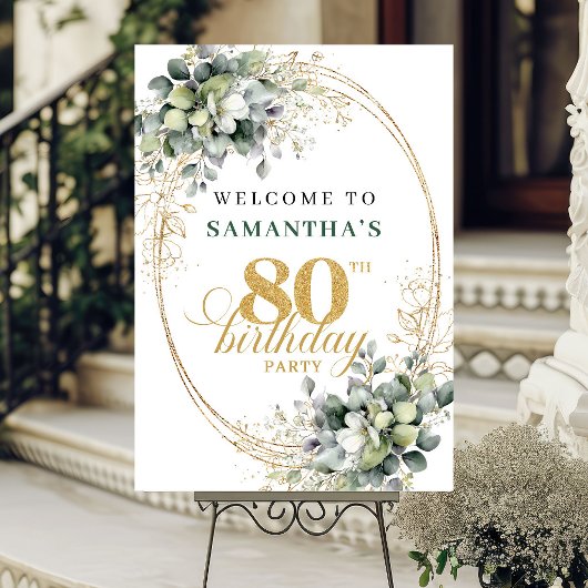 Botanische 80ste groene en witte welkomstposter poster