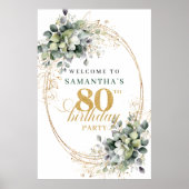Botanische 80ste groene en witte welkomstposter poster (Voorkant)