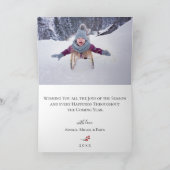 Botanische aangebrachte NOEL gevouwen Photo Holida Feestdagen Kaart (Binnen)