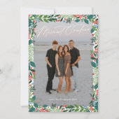 Botanische aangepaste foto Lijst Merriest Christma Feestdagenkaart (Voorkant)