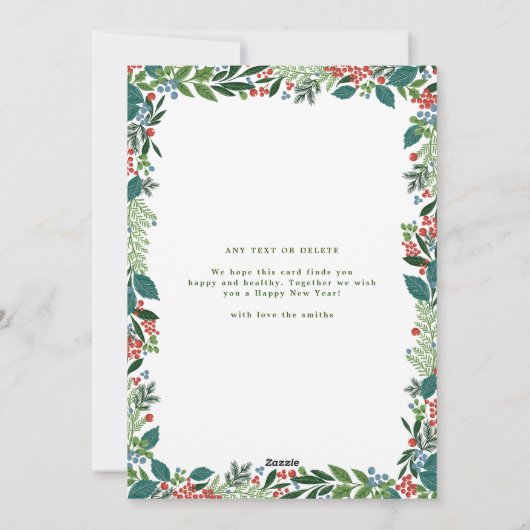 Botanische aangepaste foto Lijst Merriest Christma Feestdagenkaart (Achterkant)