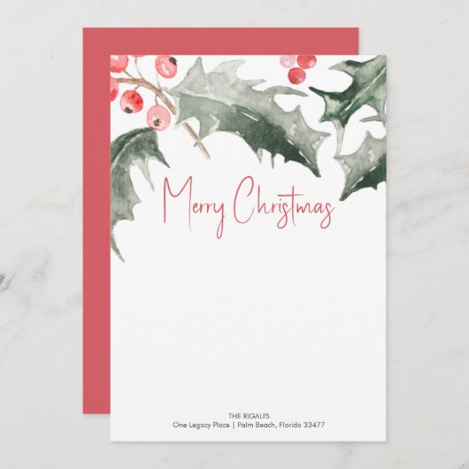 Botanische Aangepaste Kerst Stationery Notecards Kaart (Voorkant / Achterkant)