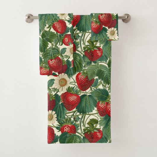 Botanische aardbeien bad handdoek (Insitu)