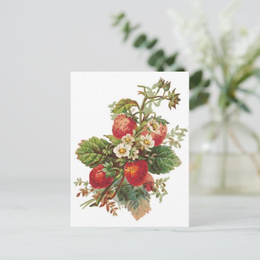 botanische aardbeien briefkaart (Staand voorkant)