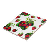 Botanische aardbeienillustratie Afdrukken op wit Tegeltje (Zijkant)