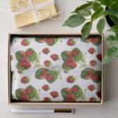 Botanische aardbeienillustratie Afdrukken op wit Tissuepapier (Geschenk)