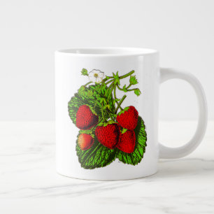 Botanische aardbeienillustratie grote koffiekop